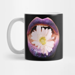 Collage Flower Lips, Retro Surrealism Mug